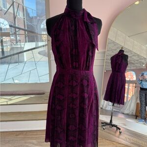 White House Black Market Purple Halter Dress Sz 10 Chiffon cocktail dress
